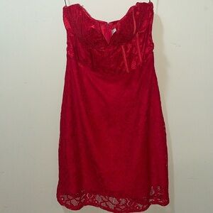 Womens New Layered with Love Red Dress